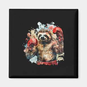 Boxer Sloth With Boxing Gloves Kickboxing Funny Bo Magnet
