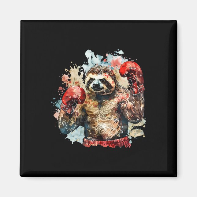 Boxer Sloth With Boxing Gloves Kickboxing Funny Bo Magnet (Front)