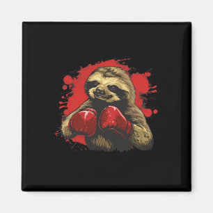 Boxer Sloth With Boxing Gloves Kickboxing Funny Bo Magnet