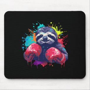 Boxer Sloth With Boxing Gloves Kickboxing Funny Bo Mouse Pad