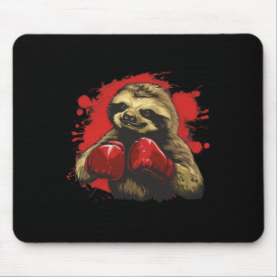 Boxer Sloth With Boxing Gloves Kickboxing Funny Bo Mouse Pad