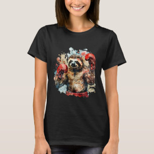 Boxer Sloth With Boxing Gloves Kickboxing Funny Bo T-Shirt