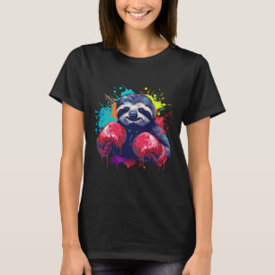Boxer Sloth With Boxing Gloves Kickboxing Funny Bo T-Shirt