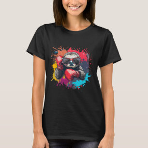 Boxer Sloth With Boxing Gloves Kickboxing Funny Bo T-Shirt