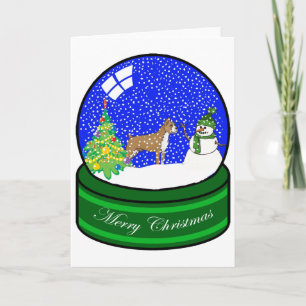 boxer snow globe holiday card