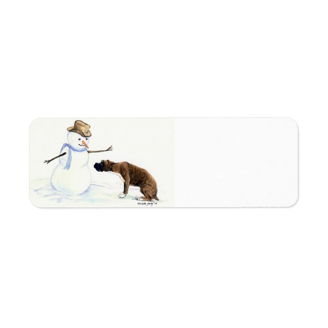 Boxer & Snowman Dog Art Return Address Labels (Front)