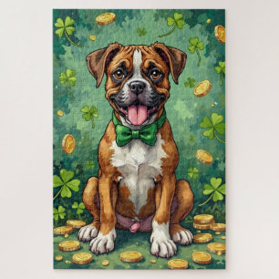 Boxer St Patrick’s Day Happy Lucky Dog Jigsaw Puzzle