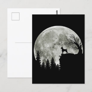 Boxer Standing on Mountain Moon Light Halloween Postcard