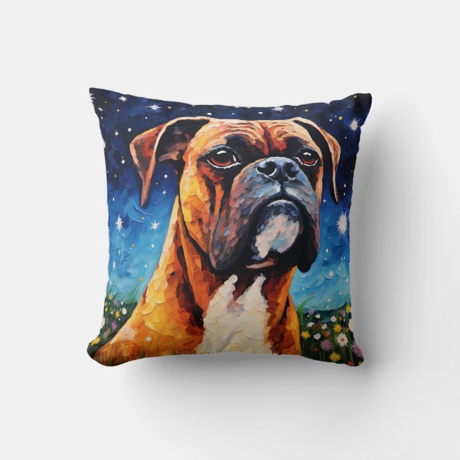 Boxer Starry Night Cushion (Front)