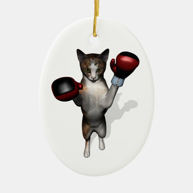 Boxer Tabby Ceramic Ornament (Front)