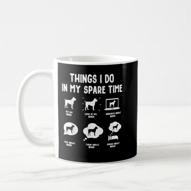 Boxer Things Do Spare Time Funny Dog Mum Dad Coffee Mug (Left)