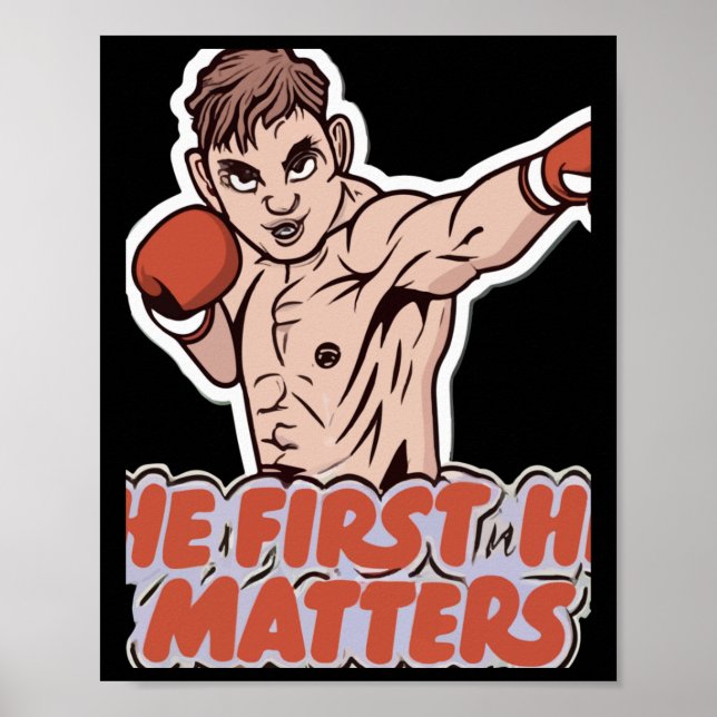 Boxer Throwing Jab - The First Hit S Action Design Poster (Front)