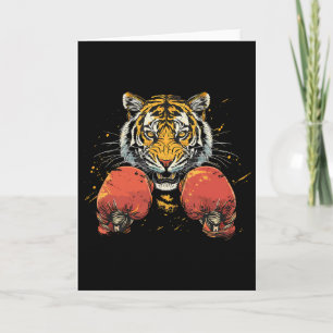 Boxer Tiger With Boxing Gloves Kickboxing Funny Bo Card