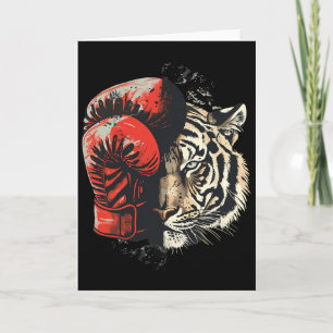 Boxer Tiger With Boxing Gloves Kickboxing Funny Bo Card