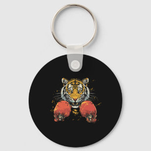 Boxer Tiger With Boxing Gloves Kickboxing Funny Bo Key Ring