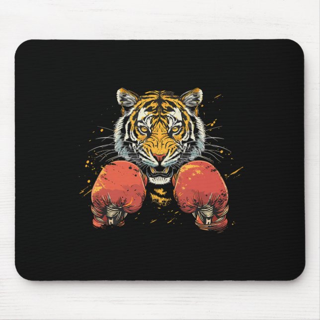 Boxer Tiger With Boxing Gloves Kickboxing Funny Bo Mouse Pad (Front)