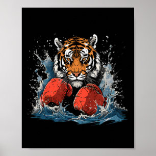 Boxer Tiger With Boxing Gloves Kickboxing Funny Bo Poster