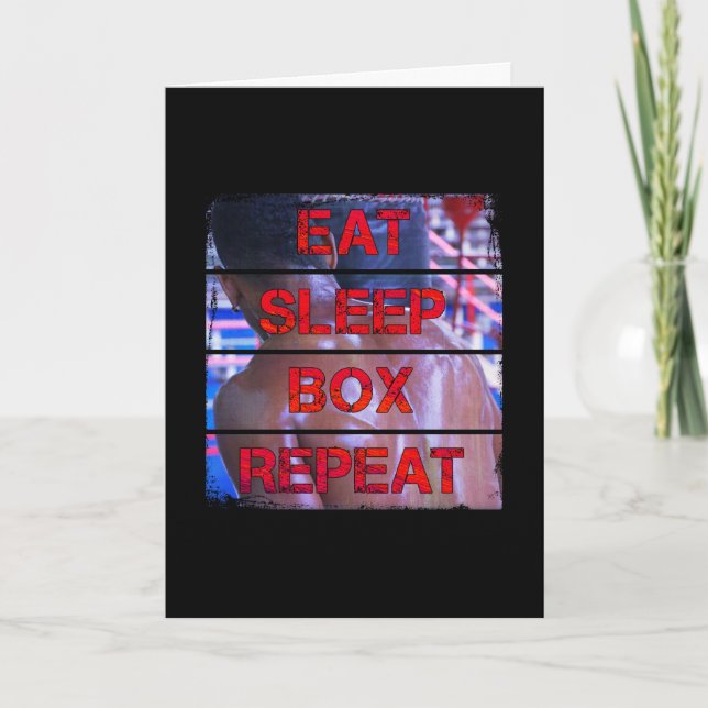 Boxer Training Quote Eat Sleep Box Repeat Card (Front)