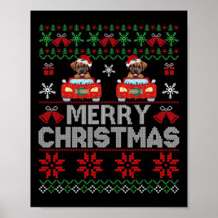 Boxer Ugly Christmas Sweater With Santa Hat For Ki Poster