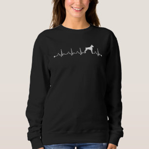 Boxer Uncropped Ears Dog Heartbeat Ekg Dog Mum Sweatshirt
