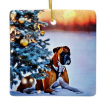 Boxer Under Christmas Tree