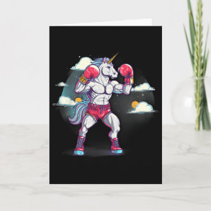Boxer Unicorn With Boxing Gloves Kickboxing Cute B Card
