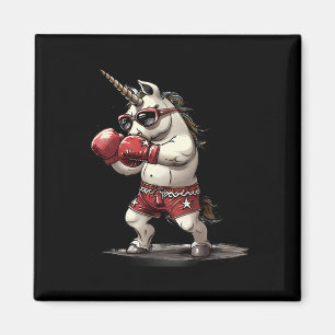 Boxer Unicorn With Boxing Gloves Kickboxing Cute B Magnet