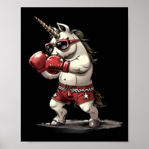 Boxer Unicorn With Boxing Gloves Kickboxing Cute B Poster