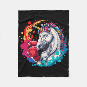 Boxer Unicorn With Boxing Gloves Kickboxing Funny Fleece Blanket