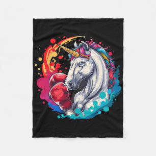 Boxer Unicorn With Boxing Gloves Kickboxing Funny  Fleece Blanket