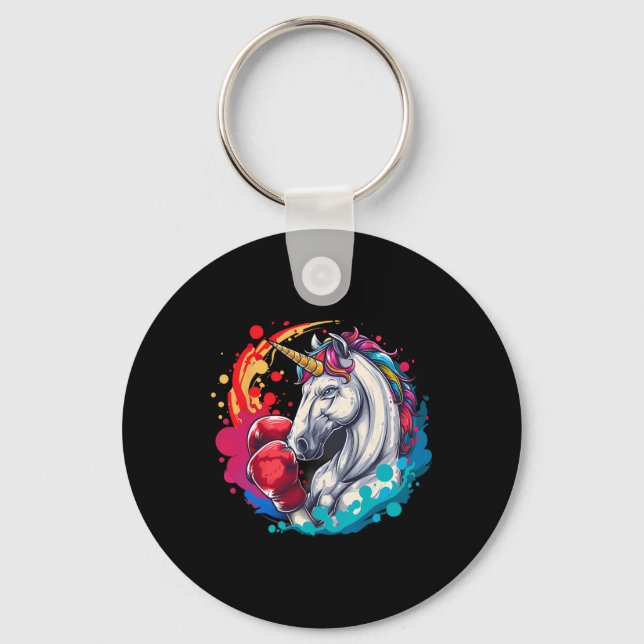 Boxer Unicorn With Boxing Gloves Kickboxing Funny  Key Ring (Front)