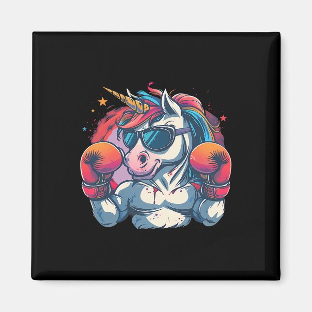 Boxer Unicorn With Boxing Gloves Kickboxing Funny  Magnet (Front)