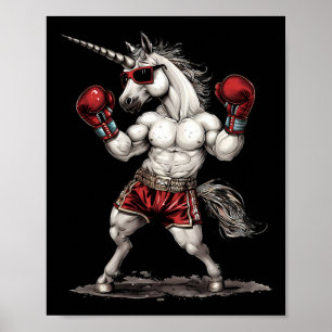 Boxer Unicorn With Boxing Gloves Kickboxing Funny Poster