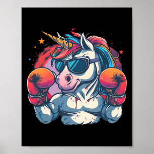 Boxer Unicorn With Boxing Gloves Kickboxing Funny  Poster