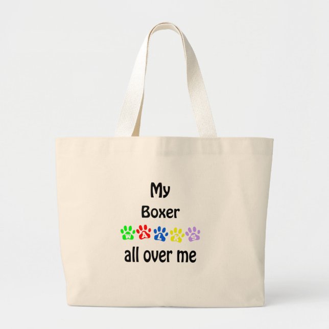 Boxer Walks Design Large Tote Bag (Front)