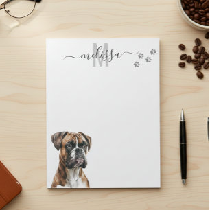 Boxer Watercolor Monogram Personalised Notepad