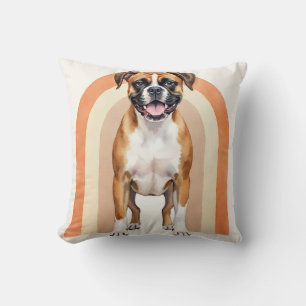 Boxer Watercolor Retro Arch Art Cushion