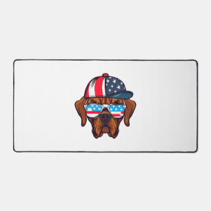 Boxer Wearing American Colours Desk Mat