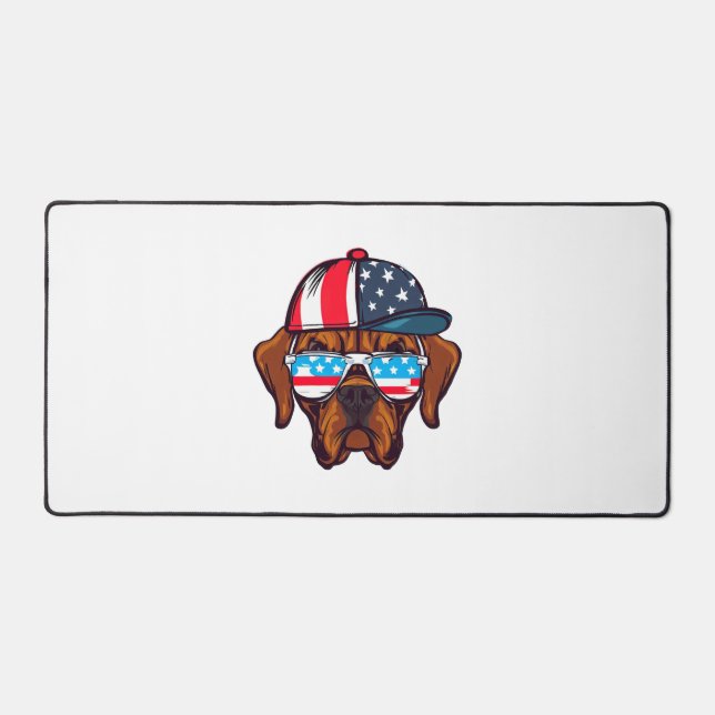 Boxer Wearing American Colours Desk Mat (Front)