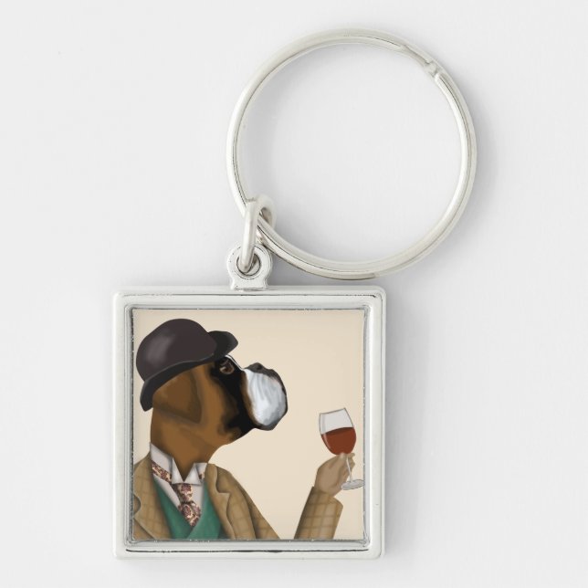 Boxer Wine Snob Key Ring (Front)