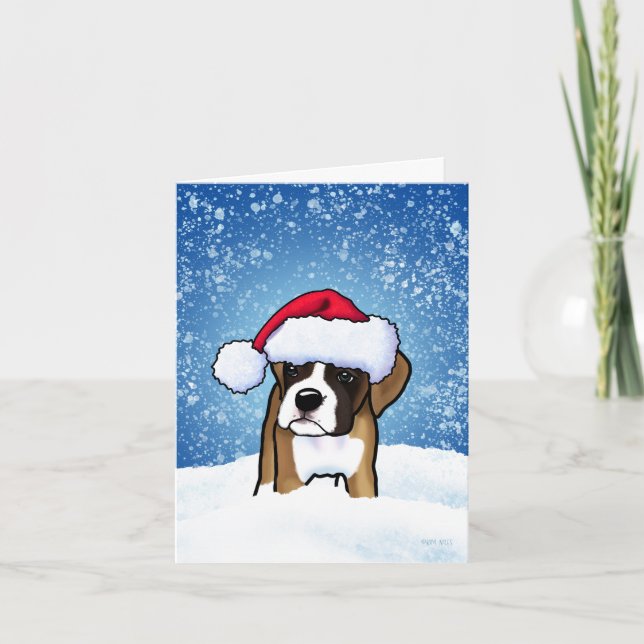 Boxer Winter Christmas Card (Front)