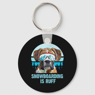 Boxer Winter Snowboarding Is Ruff Dog Lover Men Wo Key Ring