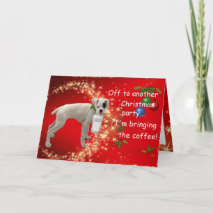 Boxer with Coffee Christmas Holiday Card