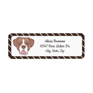 Boxer with Cream Diagonal Stripes Return Address Label