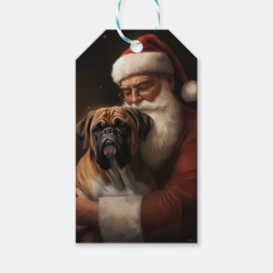 Boxer With Santa Claus Festive Christmas Gift Tags