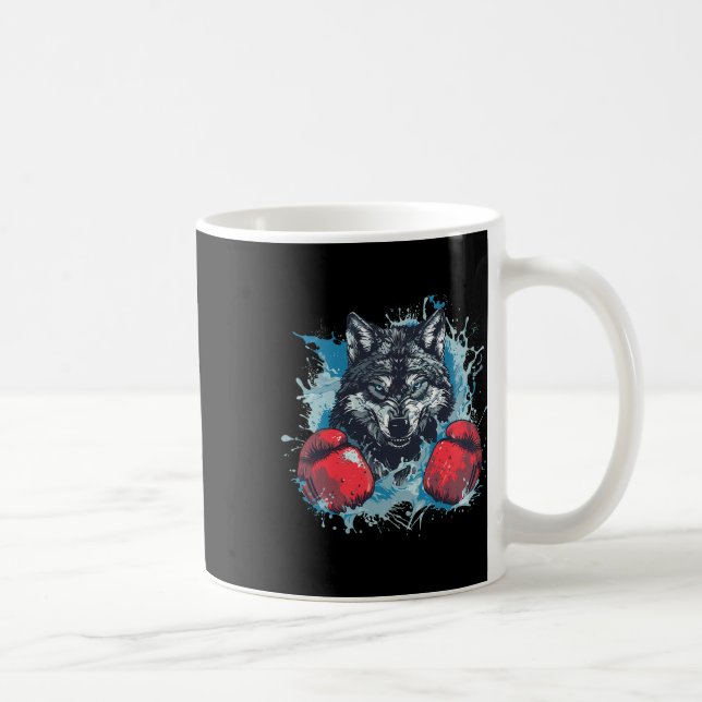 Boxer Wolf With Boxing Gloves Kickboxing Funny Box Coffee Mug (Right)