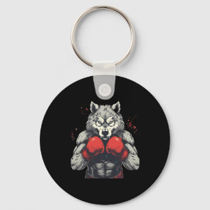 Boxer Wolf With Boxing Gloves Kickboxing Funny Box Key Ring