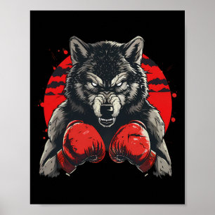 Boxer Wolf With Boxing Gloves Kickboxing Funny Box Poster