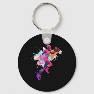 Boxer Woman Boxing Paint Splash Kickboxer Kickboxi Key Ring