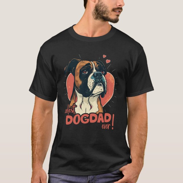Boxerdog With Heartdecoration  Coolest Dogdad T-Shirt (Front)